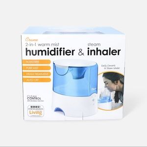 Crane Classic 2-in-1 Warm Mist Humidifier and Steam Inhaler, Blue/White